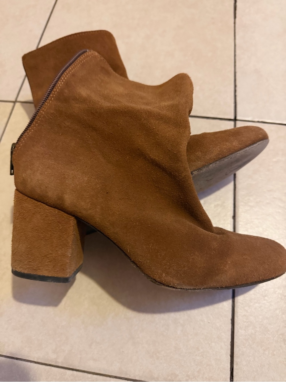 Free People Women's Brown Suede Block Heel Ankle Boots